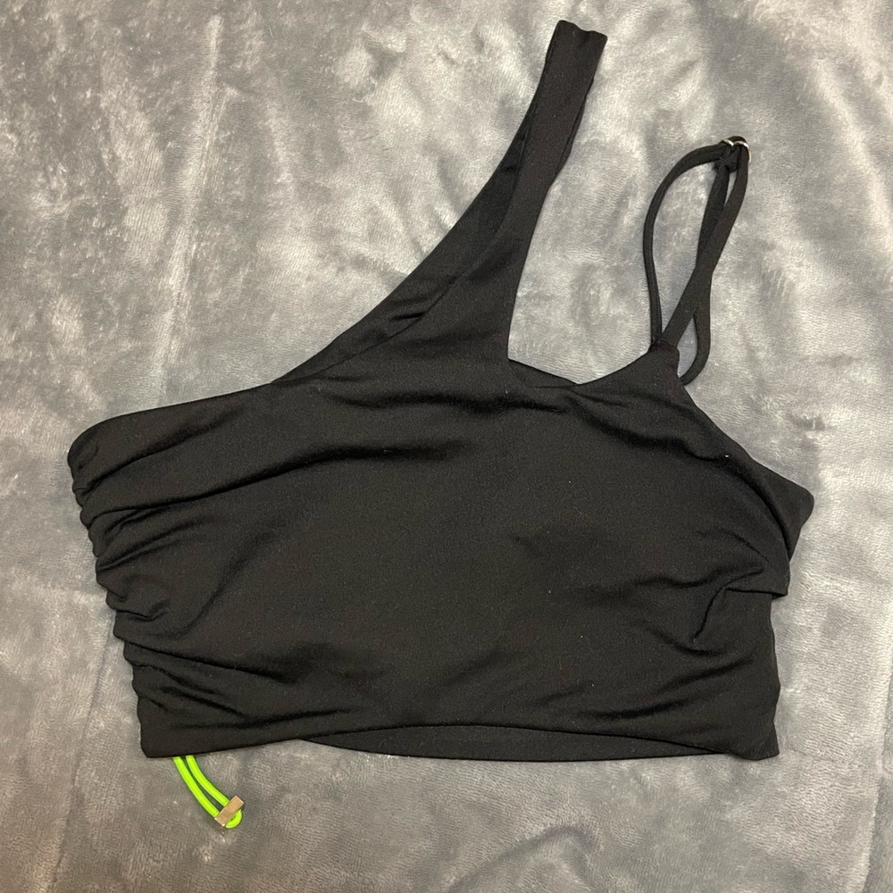 Bombshell Sportswear asymmetric black bra